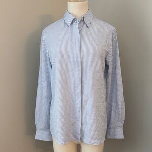 Uniqlo Light Blue and White Pinstripe Blouse/Button Down Sz S